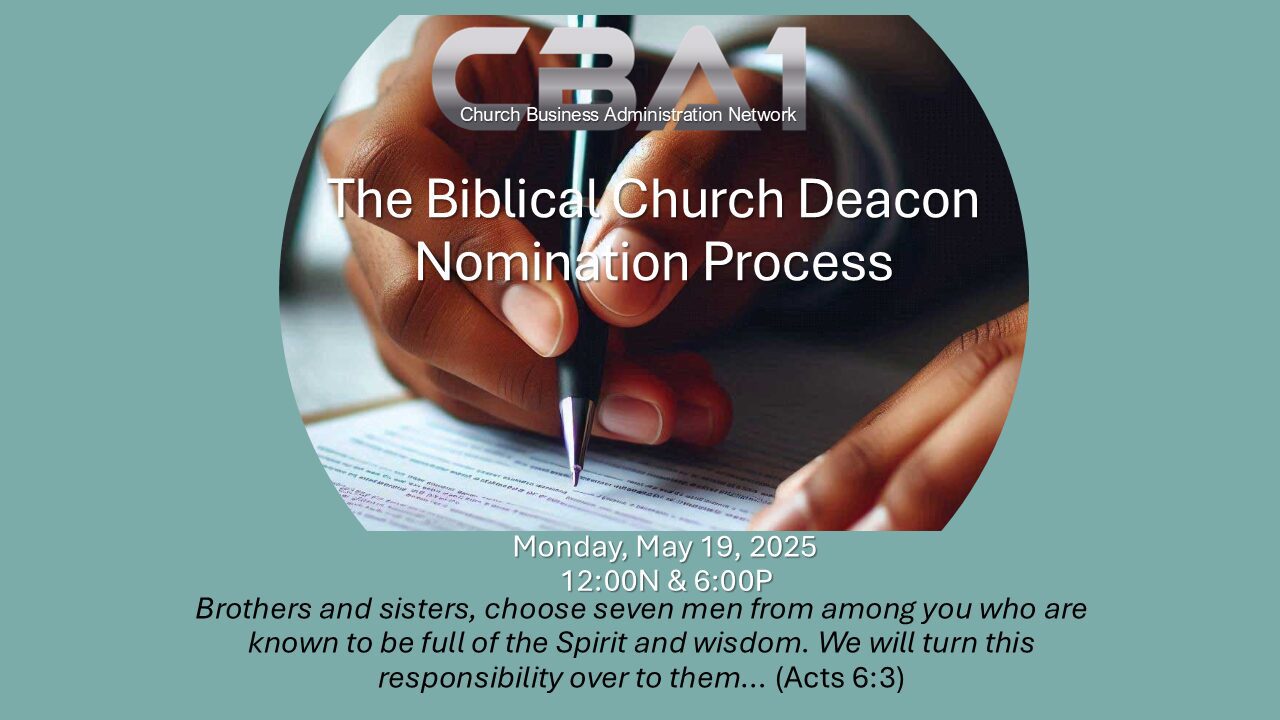 Church deacon nomination process event flyer.