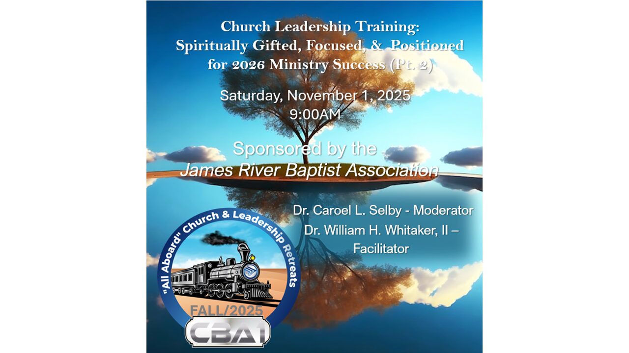 Church leadership training event poster, 2025.