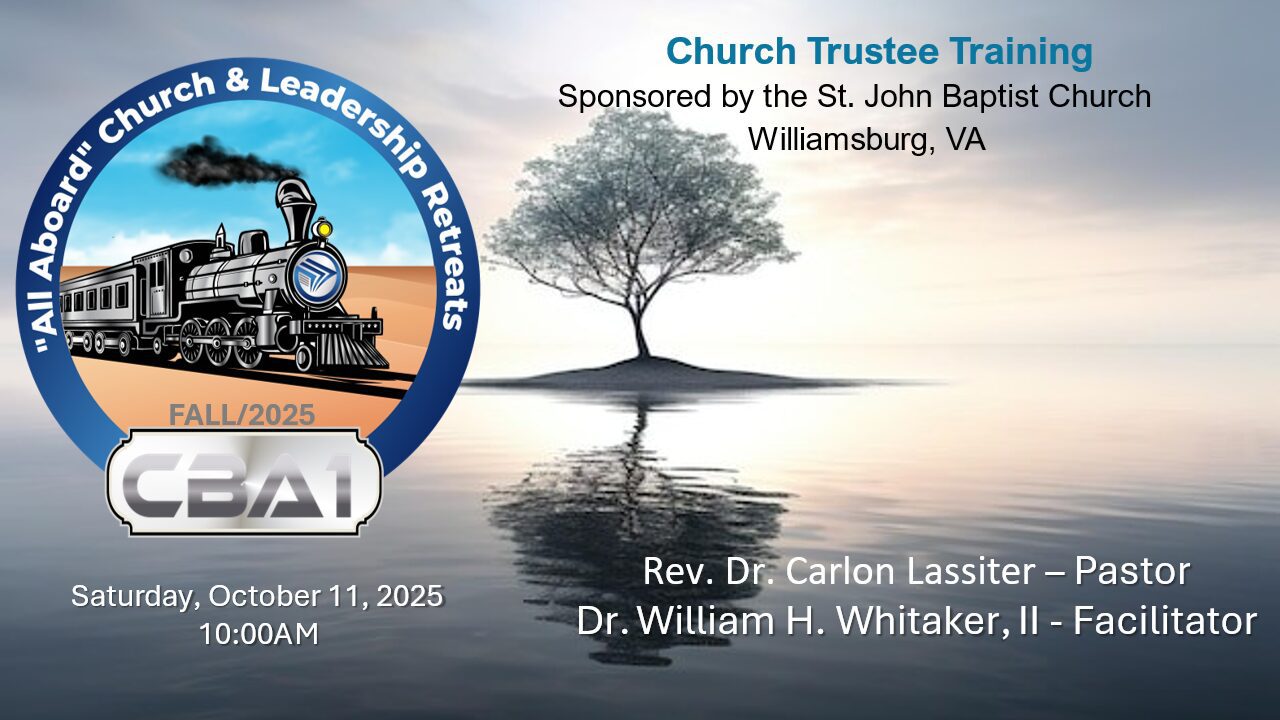 Church Trustee Training event poster with train.