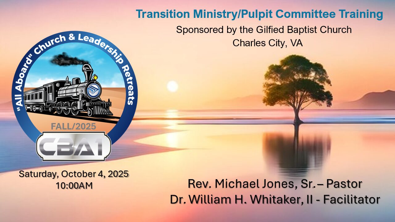 Church leadership training event with sunrise background.