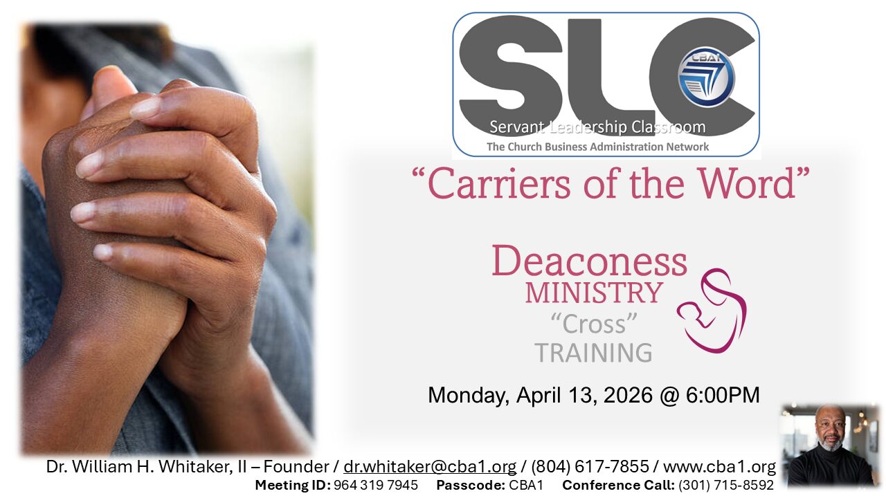 Hands clasped, event details, deaconess training flyer.
