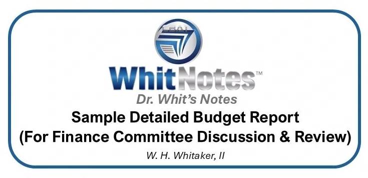 WhitNotes budget report cover by W. H. Whitaker.