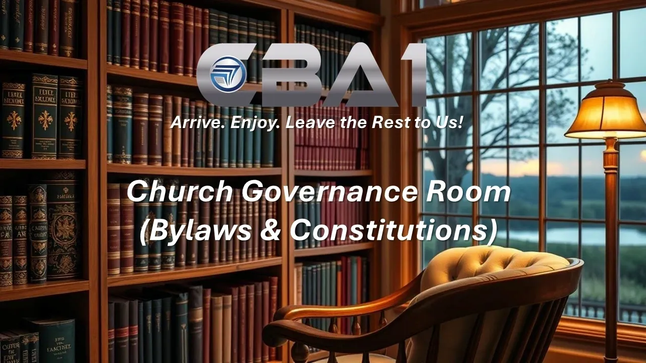 Library room with chair and bookshelves.