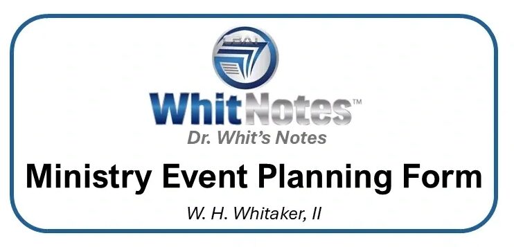 Ministry Event Planning Form cover page.
