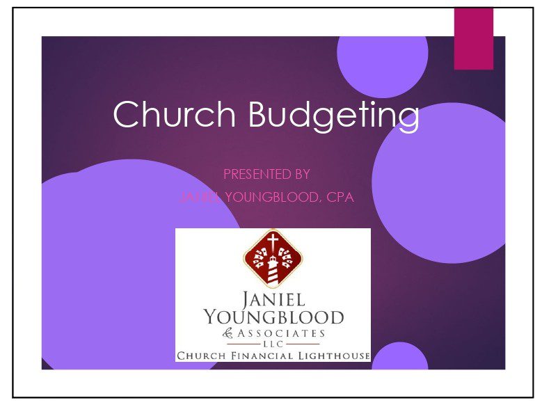 Church budgeting presentation cover slide.